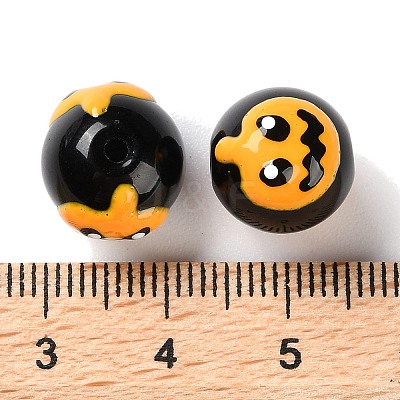 Halloween Themed Baking Paint Glass Beads Strands LAMP-L078-001B-1