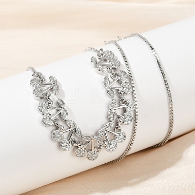 Brass Micro Pave Clear Cubic Zirconia Fruit Bib Necklaces NJEW-F342-01B-P-1