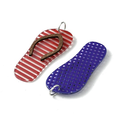 Flip Flop Transparent Acrylic with Poplar Wood Pendants FIND-G069-01-1