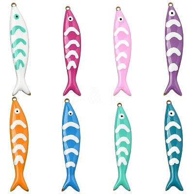 16Pcs 8 Colors 201 Stainless Steel Enamel Pendants STAS-YW0003-62-1