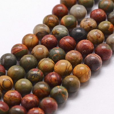 Natural Polychrome Jasper/Picasso Stone/Picasso Jasper Bead Strands X-G-D840-85-8mm-1