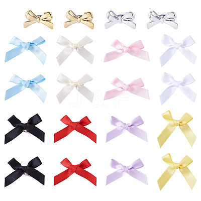 50Pcs 10 Colors Bowknot Polyester & Alloy Alligator Hair Clips PHAR-TA0001-16-1