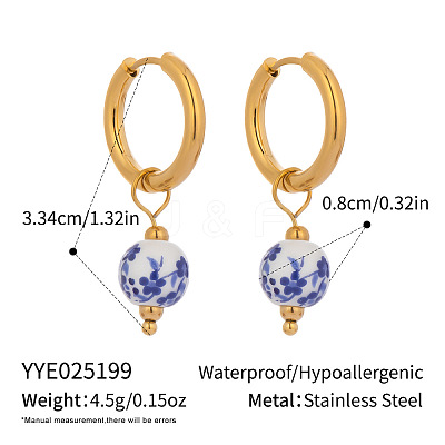 Stainless Steel Ceramic Hoop Earrings AZ9482-1-1