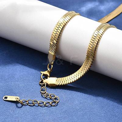 Ion Plating(IP) 304 Stainless Steel Herringbone Chain Necklace for Men Women NJEW-E076-03E-G-1