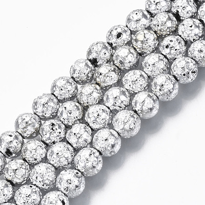 Electroplated Natural Lava Rock Beads Strands G-S352-30B-06-1