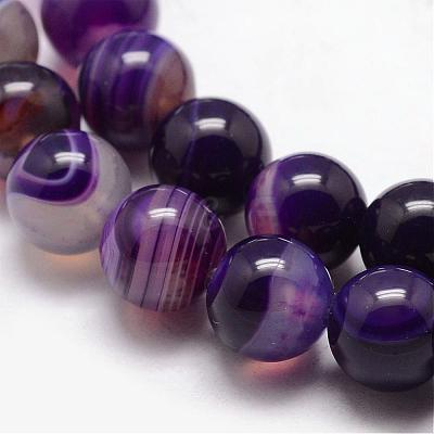 Natural Striped Agate/Banded Agate Bead Strands G-K166-13-8mm-04-1