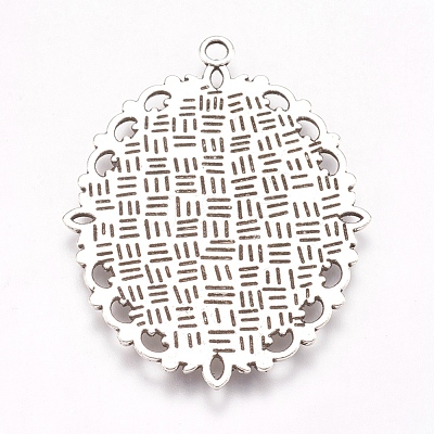 Tibetan Style Oval Pendant Cabochon Settings TIBE-473-AS-NR-1