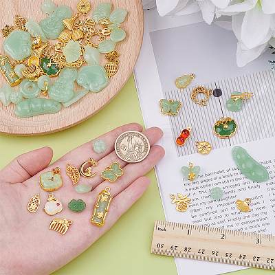 2 Sets 2 Styles Alloy & Glass Charms FIND-AR0006-17-1