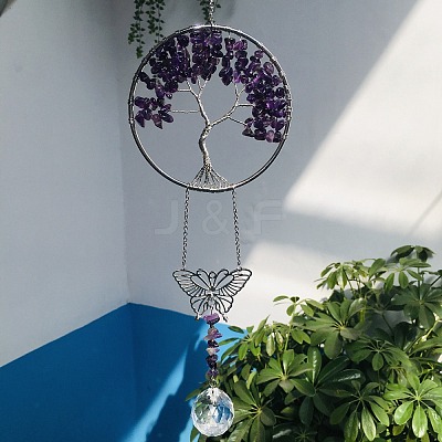 Glass Teardrop Pendant Decoration DJEW-PW0019-05K-1