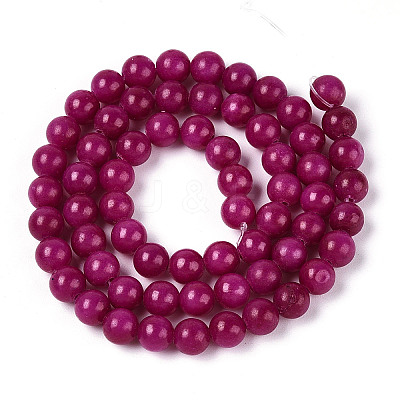 Dyed Natural Mashan Jade Round Beads Strands G-T139-6mm-67D-1