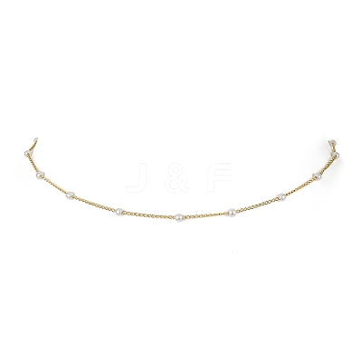 Glass Pearl Round Beaded Chain Necklace NJEW-JN04336-1