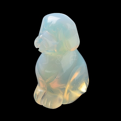 Opalite Carved Dog Figurines DJEW-F025-01F-1