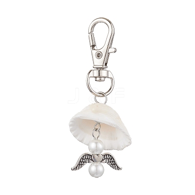 Angel Alloy & Natural Shell Pendant Decorations HJEW-JM02016-02-1