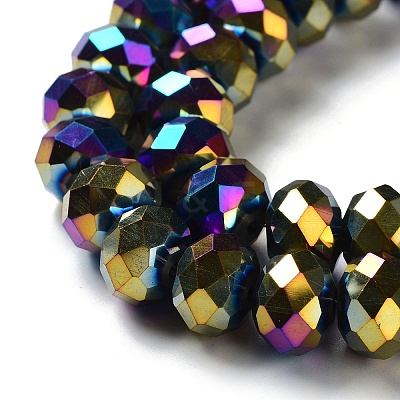 Electroplate Glass Beads Strands GR8X12MMY-M-1