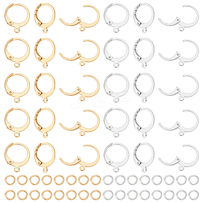 60Pcs 2 Color 304 Stainless Steel Leverback Earring Findings STAS-UN0057-76-1