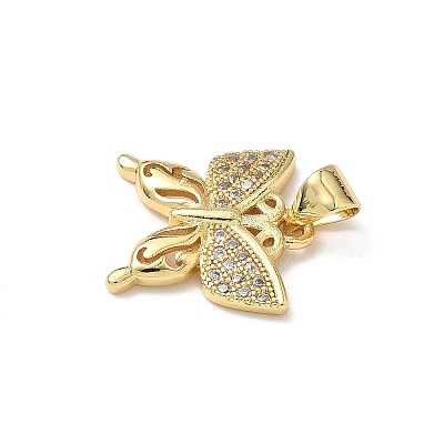 Brass Micro Pave Cubic Zirconia Charms KK-Q068-09B-G-1
