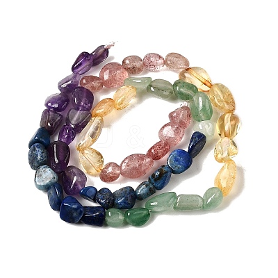 Natural Strawberry Quartz & Citrine & Amethyst & Green Aventurine & Lapis Lazuli Beads Strands G-L610-B15-01-1