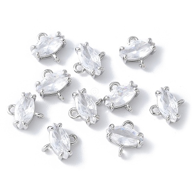 Brass Pave Cubic Zirconia Connector Charms KK-F892-53P-12-1