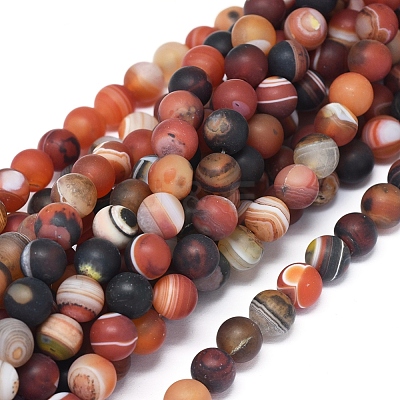 Natural Banded Agate/Striped Agate Beads Strands G-D0005-30-8mm-1