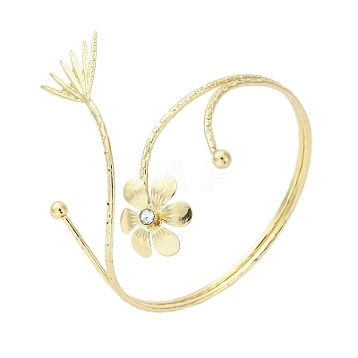 Flower Alloy Arm Cuff Bangles for Girl Women AJEW-A063-01G-G-1