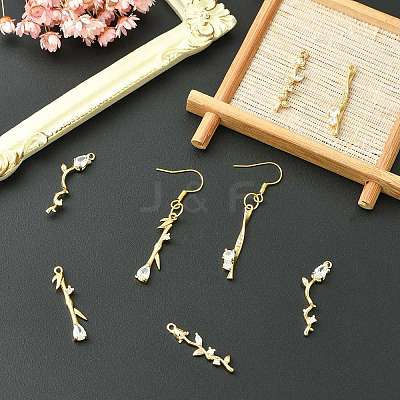 8Pcs 4 Styles Brass Micro Pave Cubic Zirconia Pendants KK-CJ0003-88-1