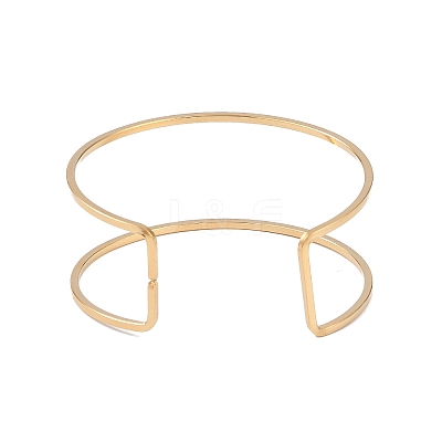 Ion Plating(IP) 304 Stainless Steel Hollow Open Cuff Bangles for Women BJEW-S155-04G-1