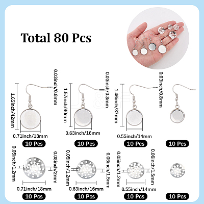 40Pcs 4 Styles 304 Stainless Steel Earring Hooks DIY-SC0033-76-1