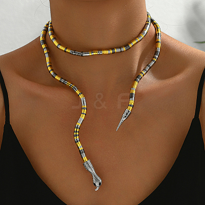 Iron Snake-Shaped Coil Choker Necklaces NJ6393-3-1