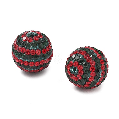 Christmas Theme Stripe Pattern Polymer Clay Rhinestone Beads CLAY-NH0001-01A-1