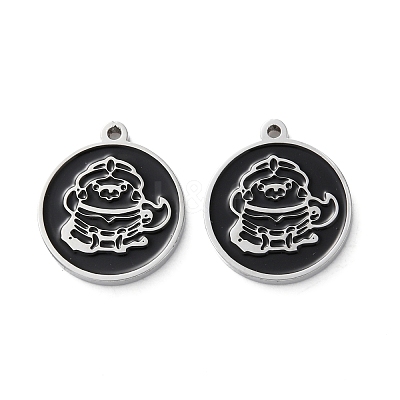 304 Stainless Steel Black Enamel Charms STAS-M102-17P-02-1