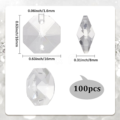 100Pcs Octagon Sew on Glass Rhinestone GLAA-SP0001-82A-02-1