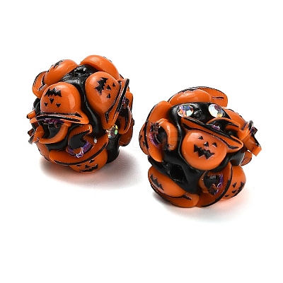 Halloween Theme Polymer Clay Rhinestone Beads with Resin RESI-Z045-02B-03-1
