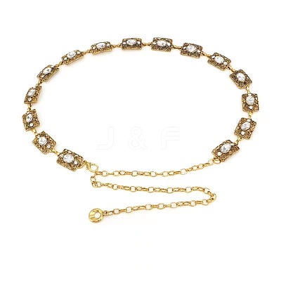 Alloy Pave Clear Glass & Iron Rectangle Link Chain Waist Chain Belts for Women FS-WG548FE-05-1