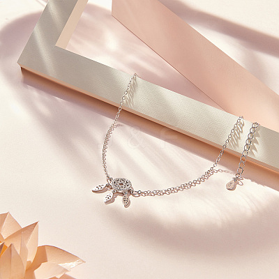Rhodium Plated 925 Sterling Silver Link Anklets JA142A-1