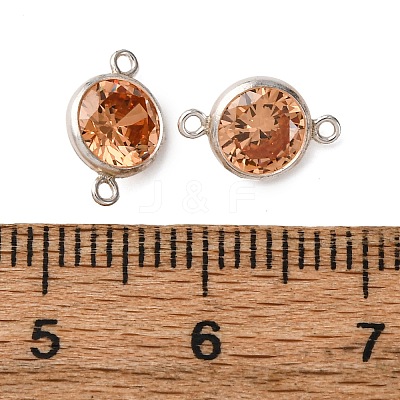 925 Streling Silver Pave Cubic Zirconia Birthstone Connector Charms STER-NH0001-80P-09-1