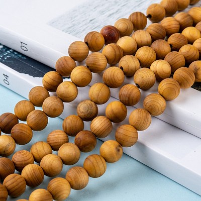 Natural Wood Beads Strand X-WOOD-F006-01-8mm-1