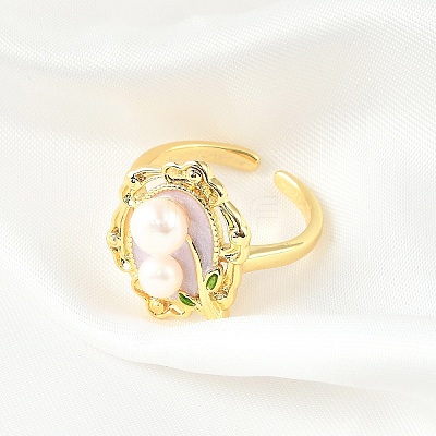Brass Enamel Cuff Rings RJEW-K291-04G-02-1