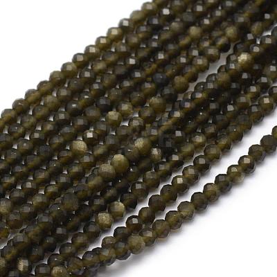 Natural Golden Sheen Obsidian Beads Strand G-E411-34-2mm-1