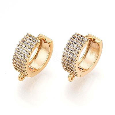 Brass Micro Pave Cubic Zirconia Hoop Earring Finding KK-N261-50G-1