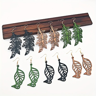 Hollow Iron Wood Dangle Earrings for Women WG4C2E1-01-1