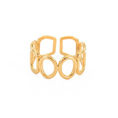 Ion Plating(IP) 304 Stainless Steel Open Geometric Wrap Cuff Ring for Women RJEW-S405-166G-1