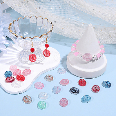 52Pcs 13 Colors Baking Paint Transparent Glass Beads GLAA-SC0003-18-1