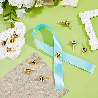 12Pcs Cross with Peace Dove Enamel Pins JEWB-FH0002-13-1