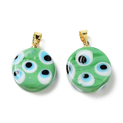 Handmade Evil Eye Lampwork Pendants LAMP-F030-01G-05-1