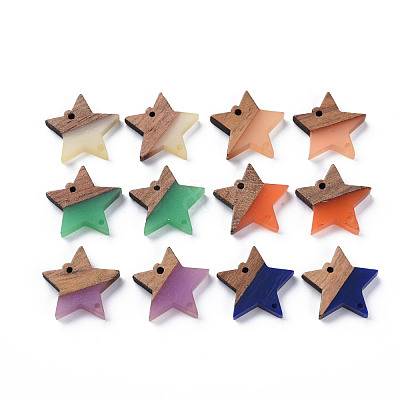 Opaque Resin & Walnut Wood Links Connectors RESI-T035-48-1