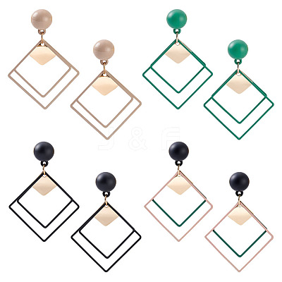 4 Pairs 4 Colors Alloy Dangle Stud Earrings EJEW-ME0001-12-1