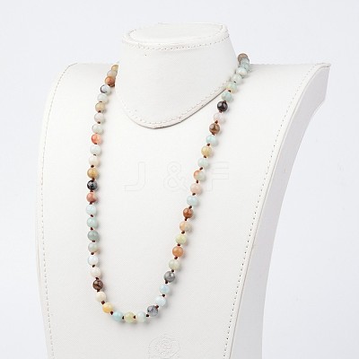 Natural Flower Amazonite Necklaces X-NJEW-D264-01-1