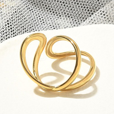 Ion Plating(IP) 304 Stainless Steel Open Cuff Ring for Women X-RJEW-M025-02G-1