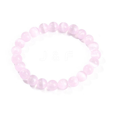 Dyed Natural Selenite Round Beaded Stretch Bracelets for Women G-U005-02I-1