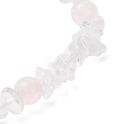 Natural Quartz Crystal & Rose Quartz Beaded Stretch Bracelets for Women BJEW-JB12305-02-1